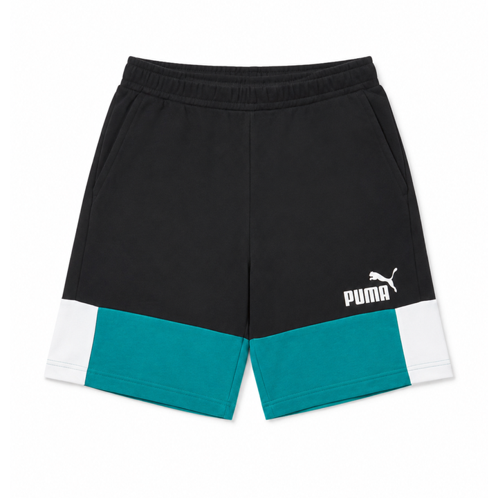 Puma ESS+ Shorts Deep Aqua Schwarz Weiß Sweatshorts