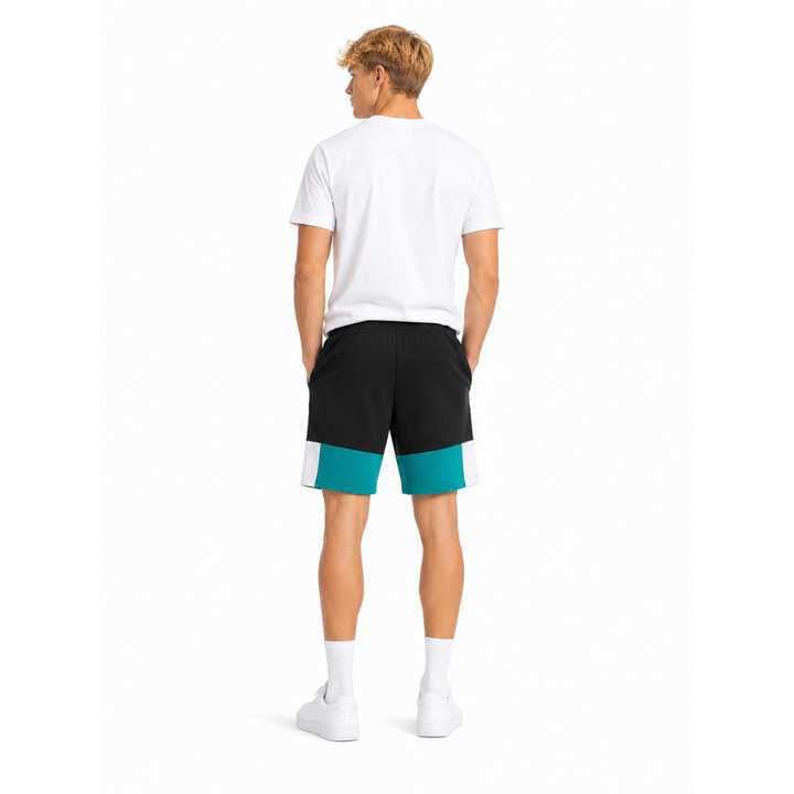 Puma ESS+ Shorts Deep Aqua Schwarz Weiß Sweatshorts