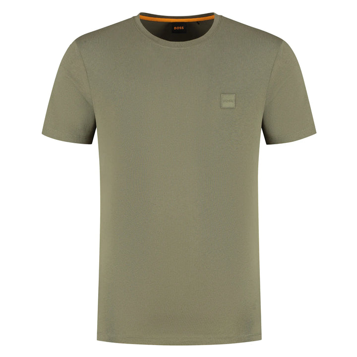 Boss Tales Logopatch T-Shirt Herren Olivgrün Baumwolle