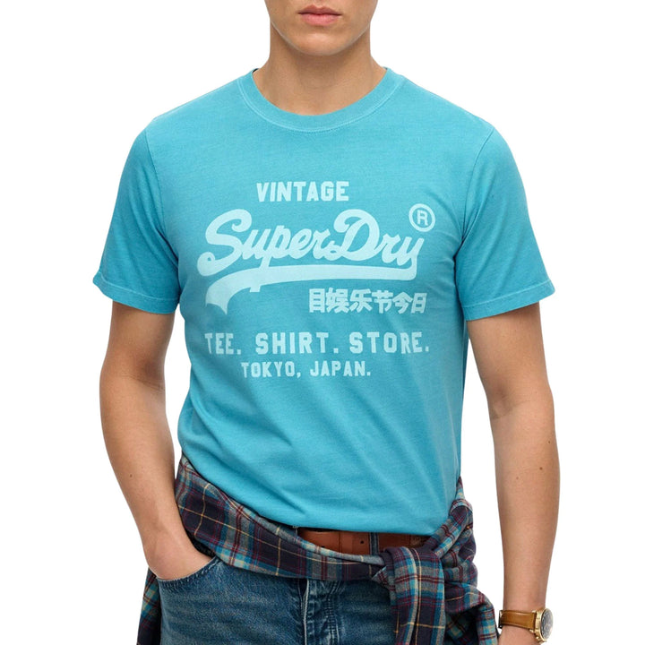 Superdry Vintage Logo T-Shirt Herren Hellblau Relaxed Fit