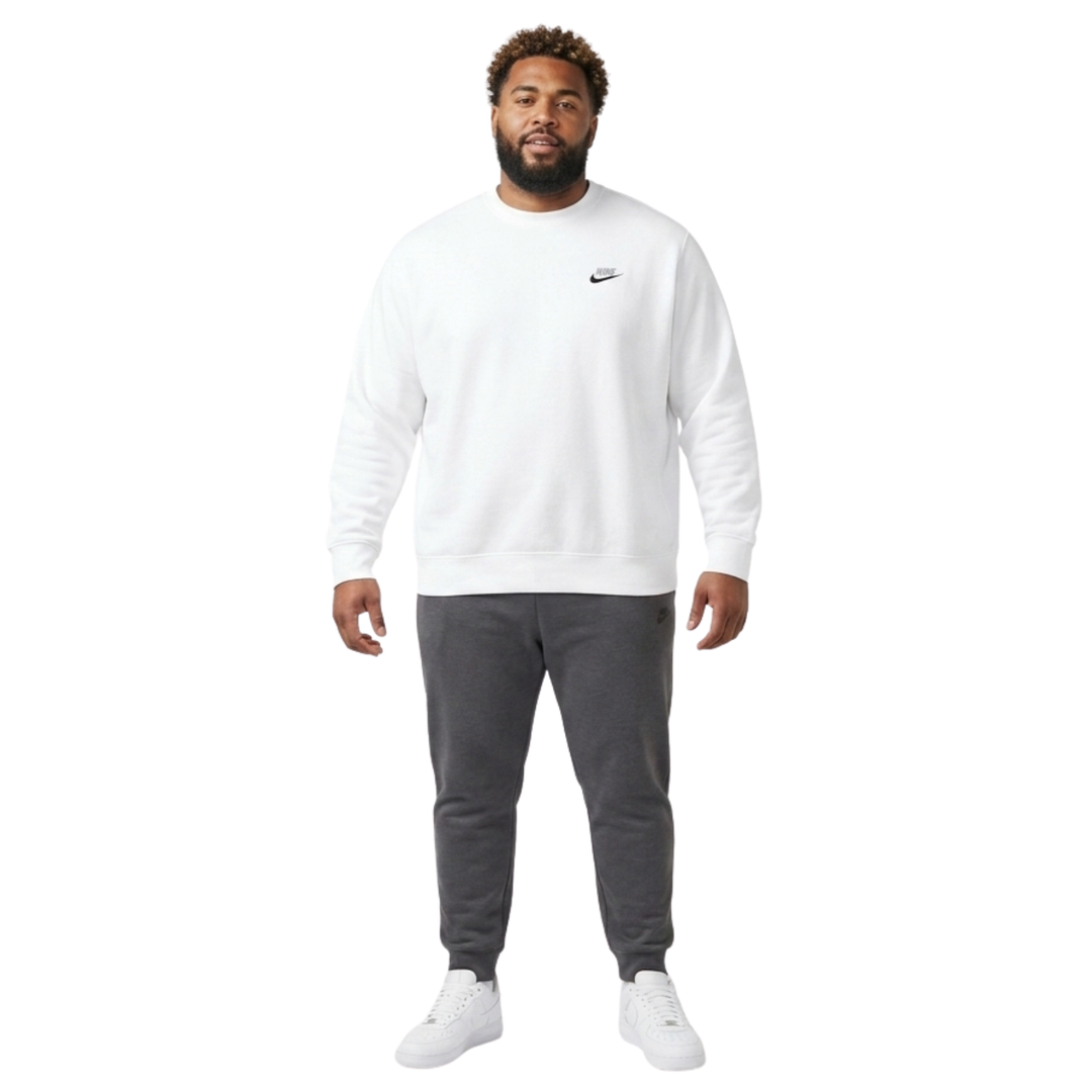 Nike Club Fleece Crew Sweatshirt Weiß Crewneck Pullover