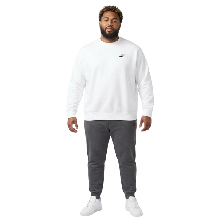 Nike Club Fleece Crew Sweatshirt Weiß Crewneck Pullover