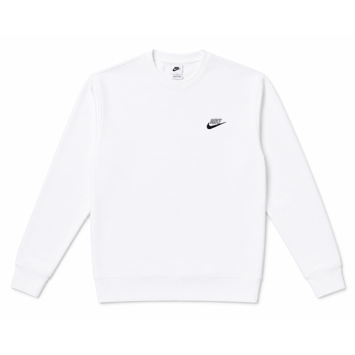 Nike Club Fleece Crew Sweatshirt Weiß Crewneck Pullover