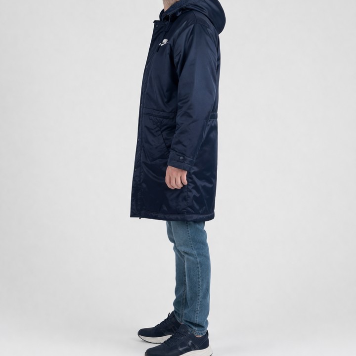 Nike Parka Herren Winterjacke Lang Blau mit Kapuze