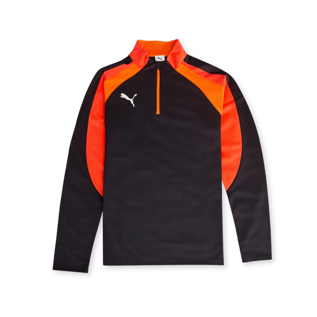 Puma individualLIGA 1/4 Zip Trainingspullover Herren Schwarz Orange