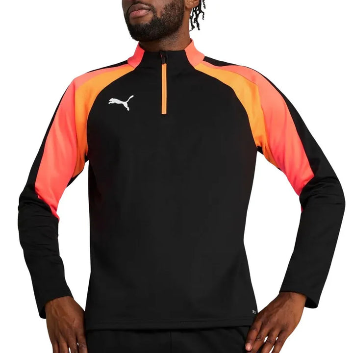 Puma individualLIGA 1/4 Zip Trainingspullover Herren Schwarz Orange