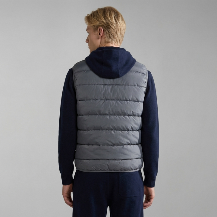 Replay Herren Bodywarmer Grau Steppweste Regular Fit Übergangsjacke