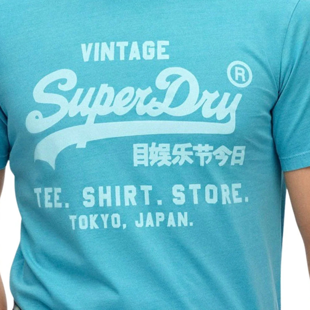 Superdry Vintage Logo T-Shirt Herren Hellblau Relaxed Fit