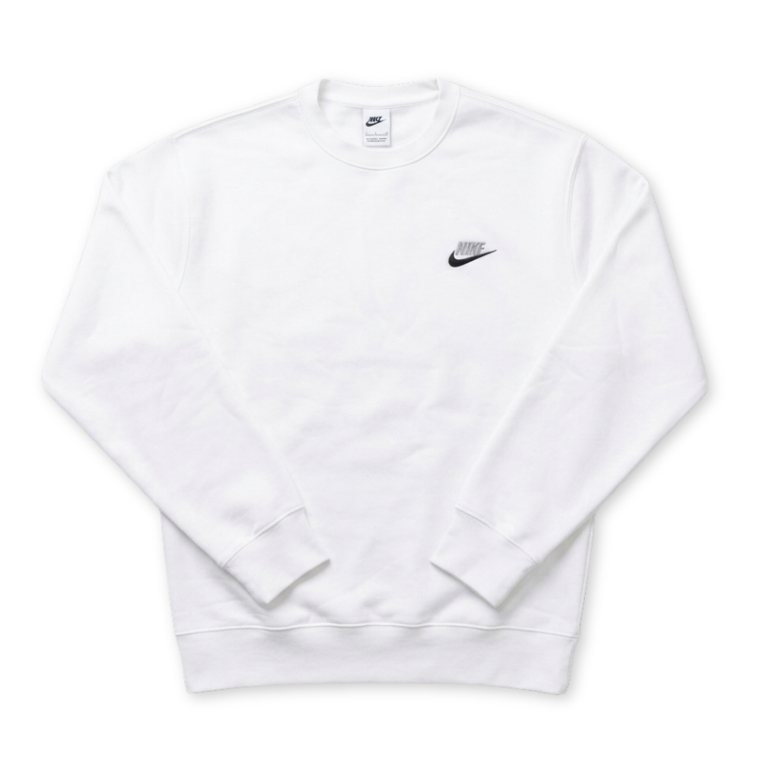 Nike Club Fleece Crew Sweatshirt Weiß Crewneck Pullover