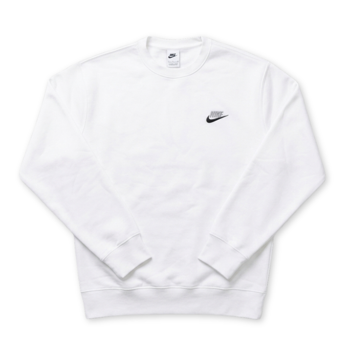 Nike Club Fleece Crew Sweatshirt Weiß Crewneck Pullover